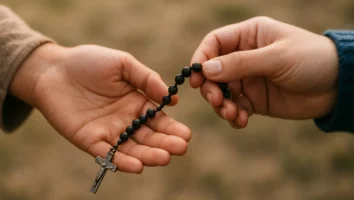 Sonhar com terço na mão de outra pessoa: fé e amparo